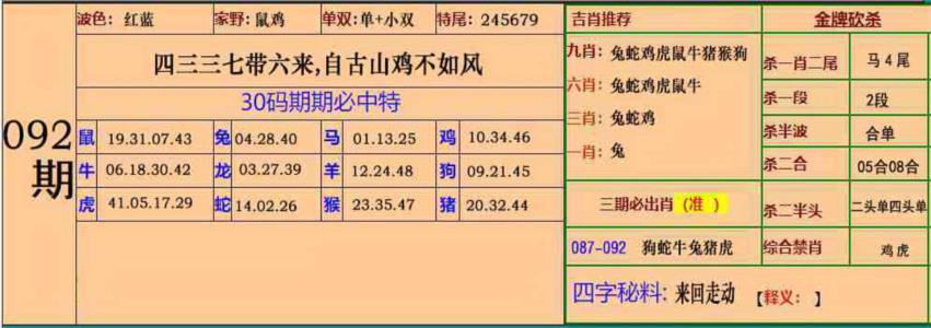 小鱼儿30码期期中