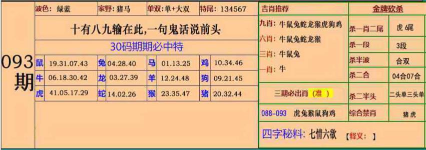 小鱼儿30码期期中