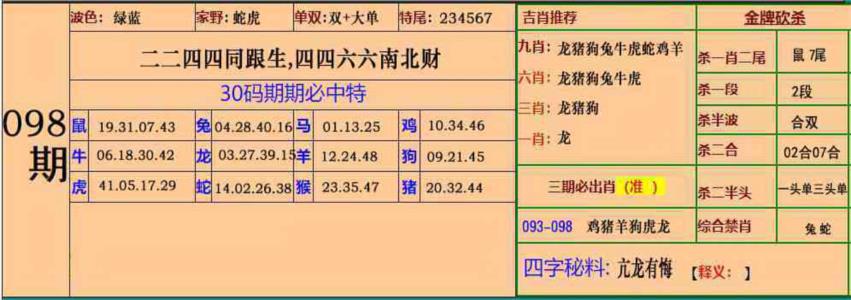 小鱼儿30码期期中